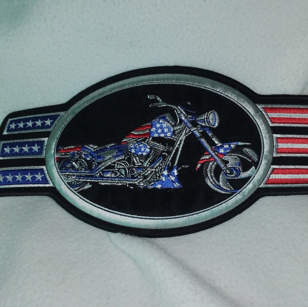 Red White Blue Motorcycle Biker Patch Large New 12" Long 6" Wide